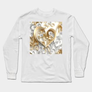 Beautiful pattern of golden and silver valentine hearts Long Sleeve T-Shirt